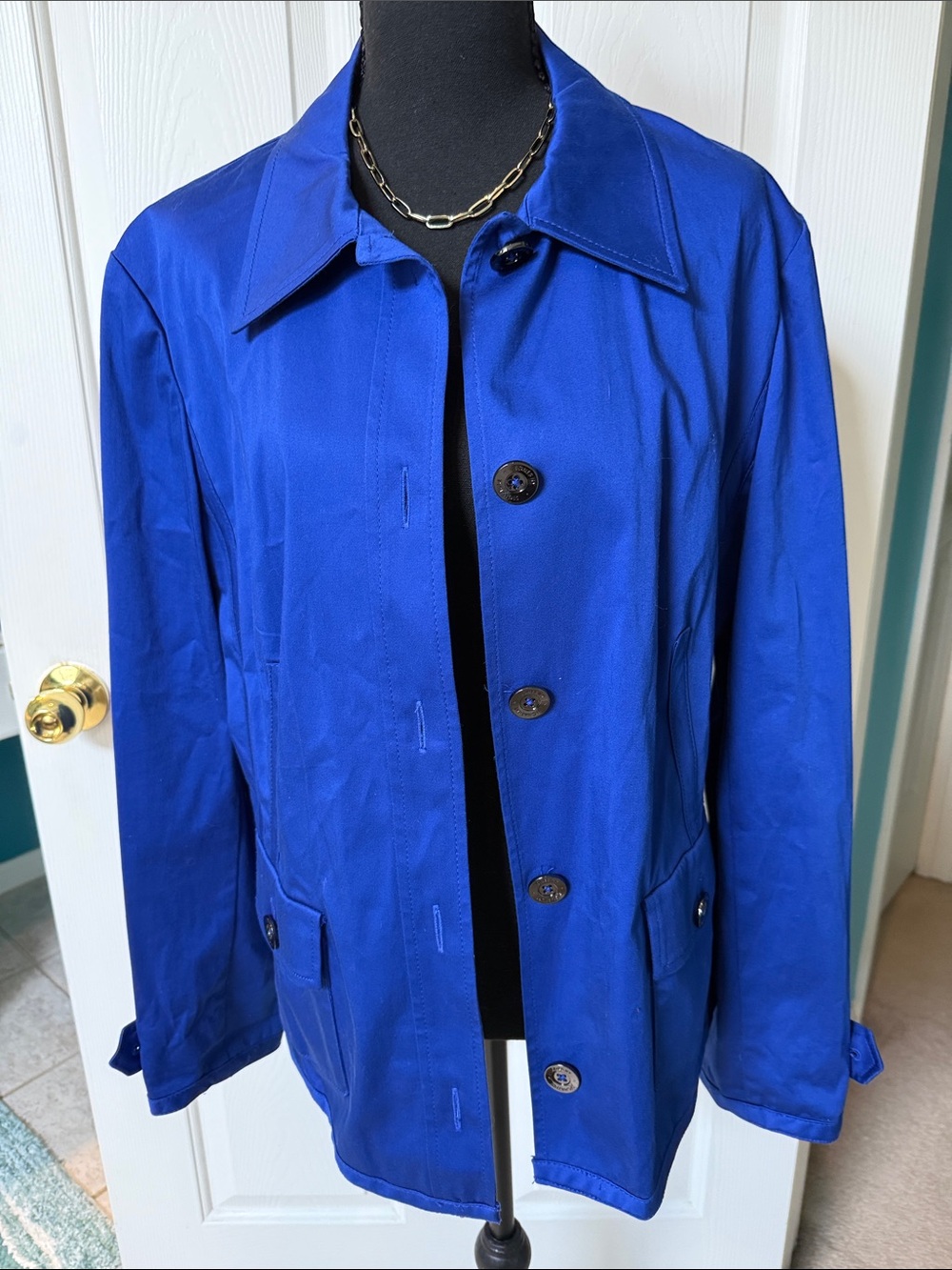 Jones New York Signature Cobalt Blue Stretch Jacket Coat XL EUC